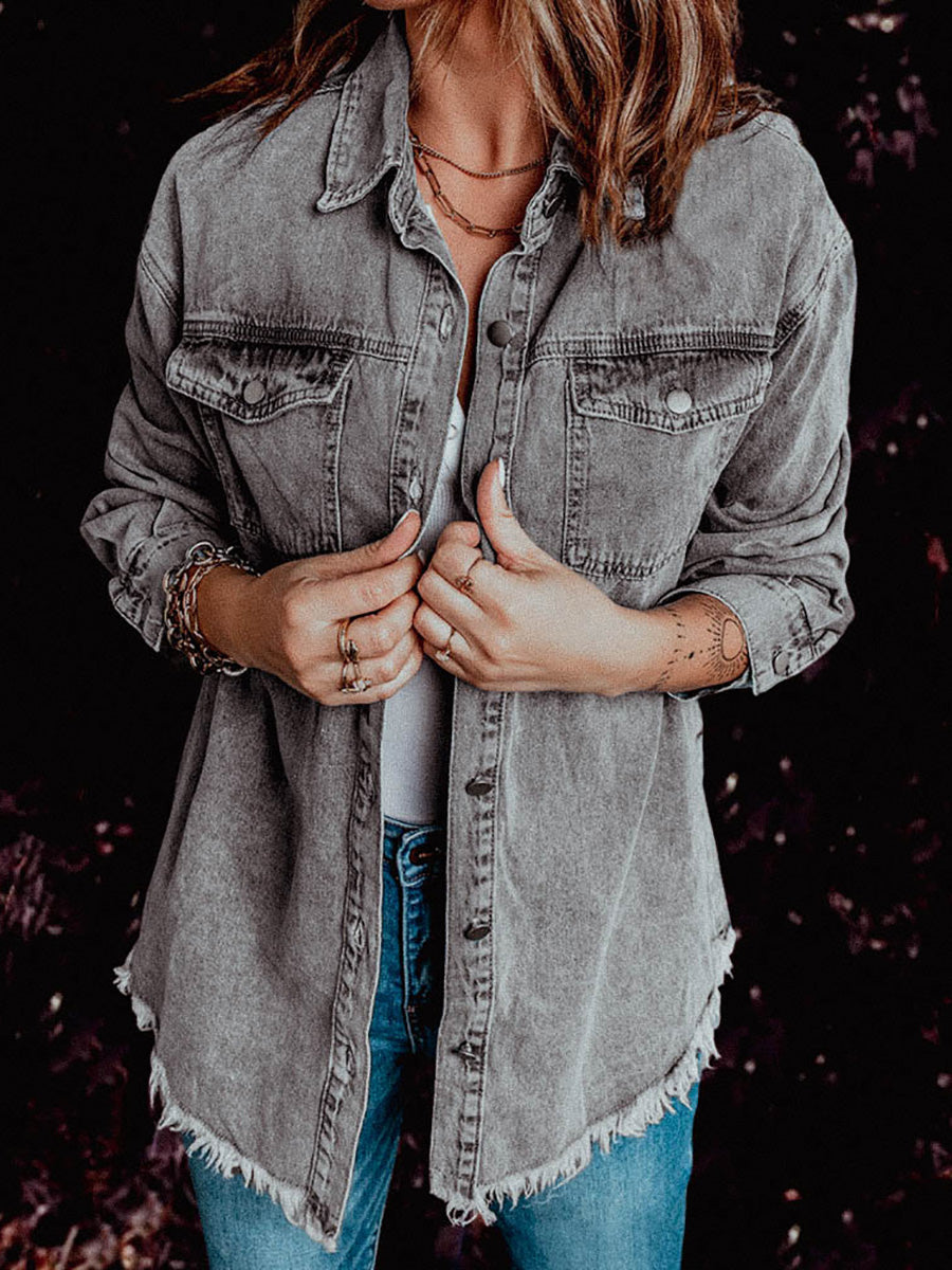 Lunimesd Denim Lapel Loose Fit Shirt