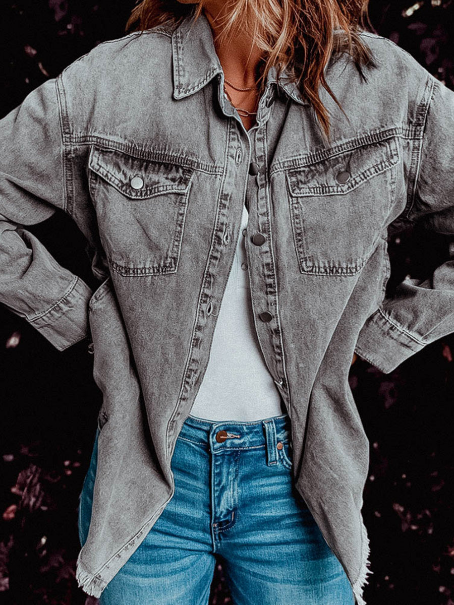 Lunimesd Denim Lapel Loose Fit Shirt