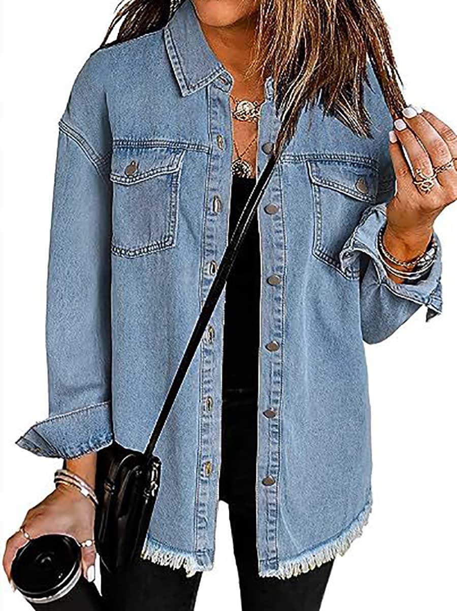Lunimesd Denim Lapel Loose Fit Shirt