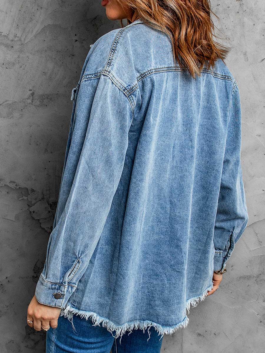 Lunimesd Denim Lapel Loose Fit Shirt