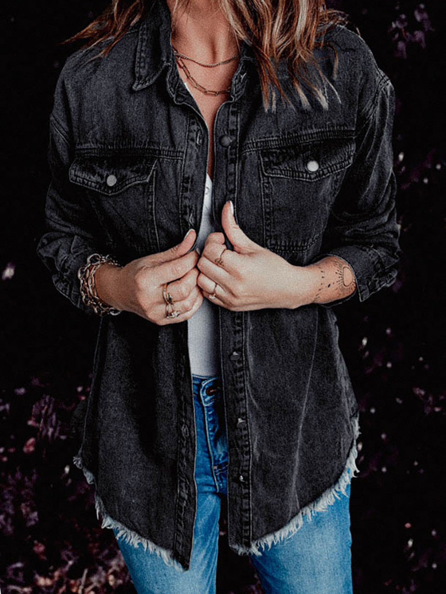 Lunimesd Denim Lapel Loose Fit Shirt