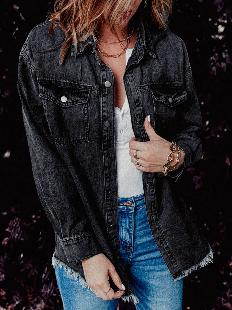 Lunimesd Denim Lapel Loose Fit Shirt