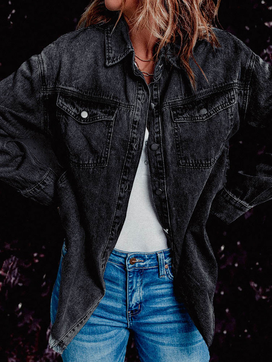 Lunimesd Denim Lapel Loose Fit Shirt