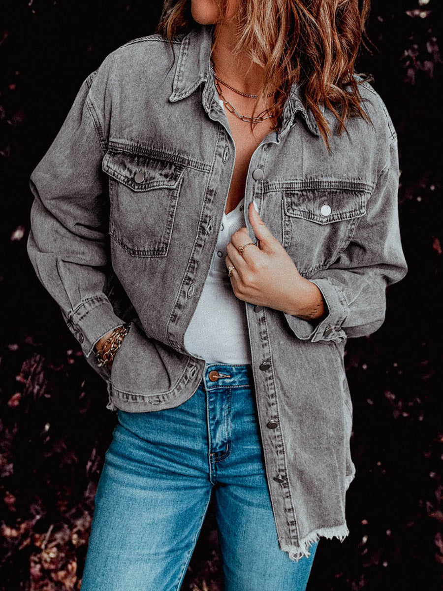 Lunimesd Denim Lapel Loose Fit Shirt