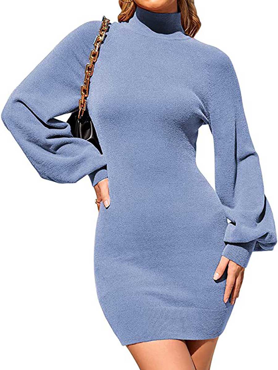 Lunimesd Turtleneck Knit Sweater Dress
