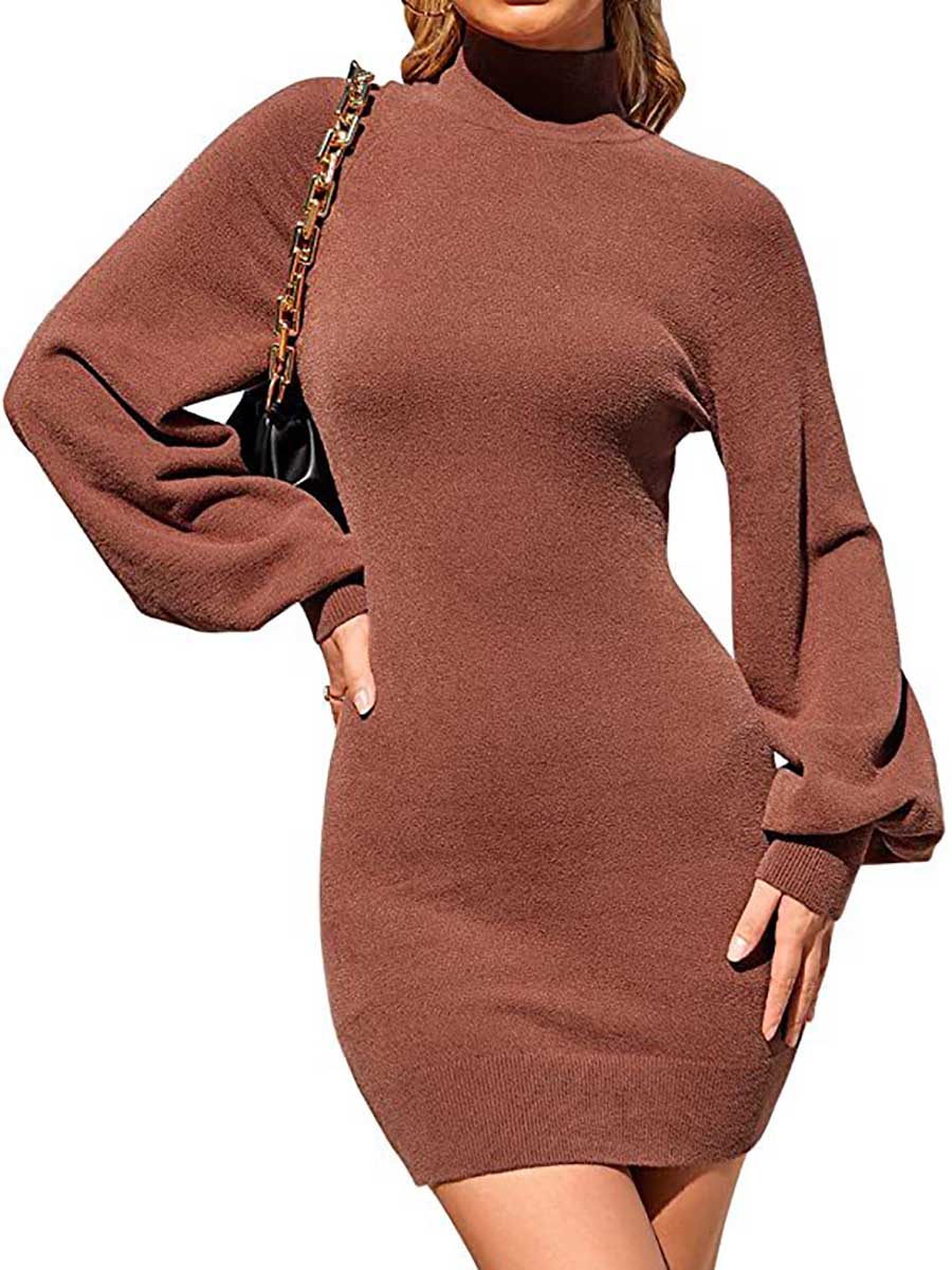 Lunimesd Turtleneck Knit Sweater Dress