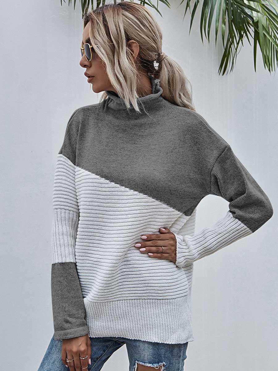 Color Clash Pullover Sweater