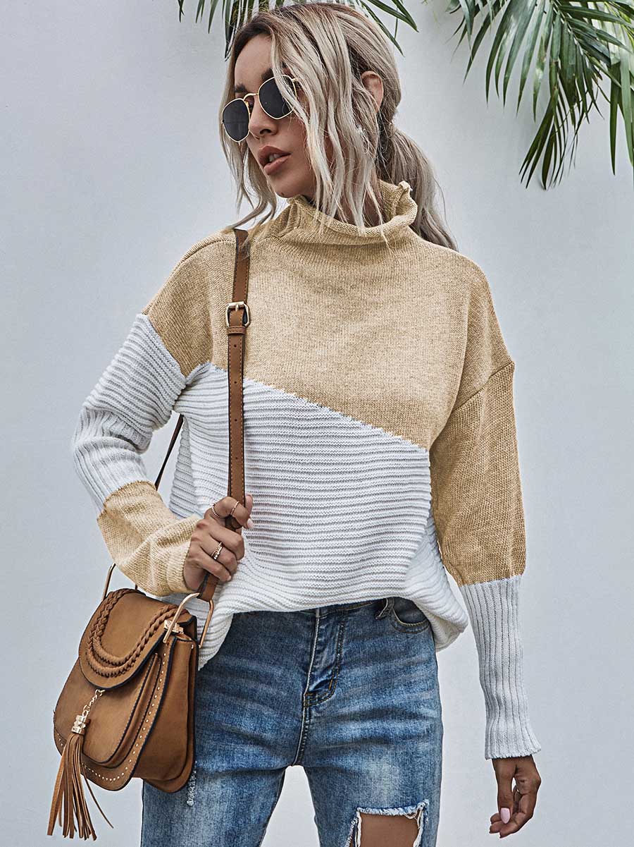 Color Clash Pullover Sweater