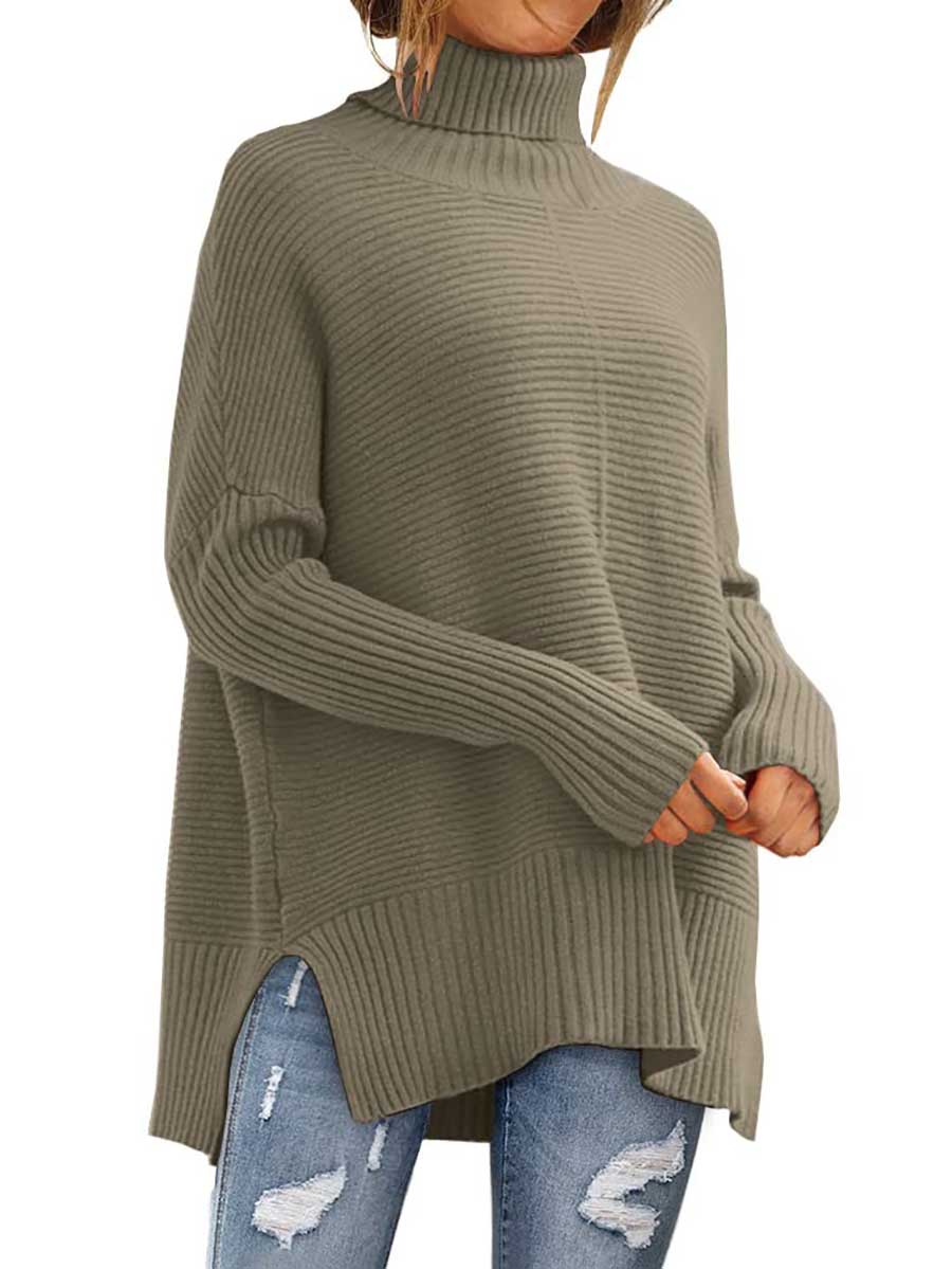 Lunimesd High Neck Batwing Knit Sweater