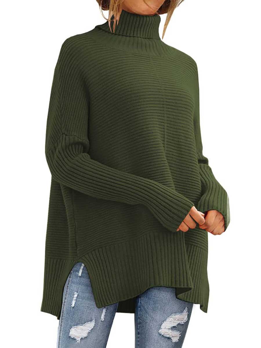 Lunimesd High Neck Batwing Knit Sweater