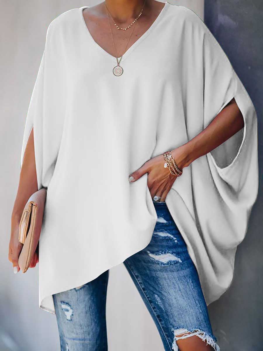 Lunimesd Bat Sleeve v-Neck Loose Top