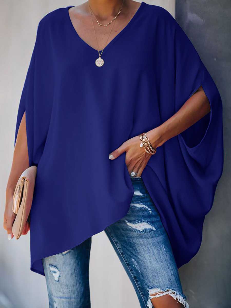 Lunimesd Bat Sleeve v-Neck Loose Top