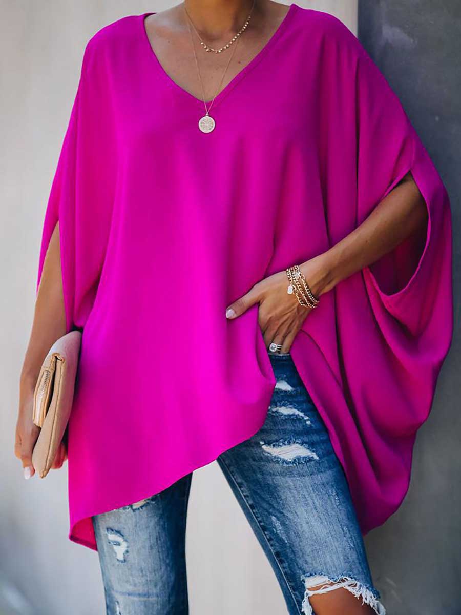 Lunimesd Bat Sleeve v-Neck Loose Top