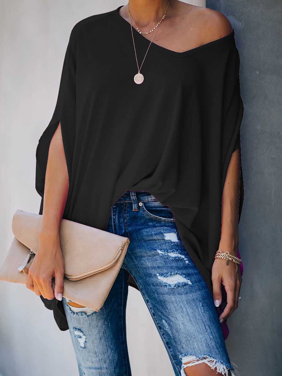 Lunimesd Bat Sleeve v-Neck Loose Top