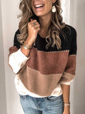 Casual Color Clash Crew Neck Sweater