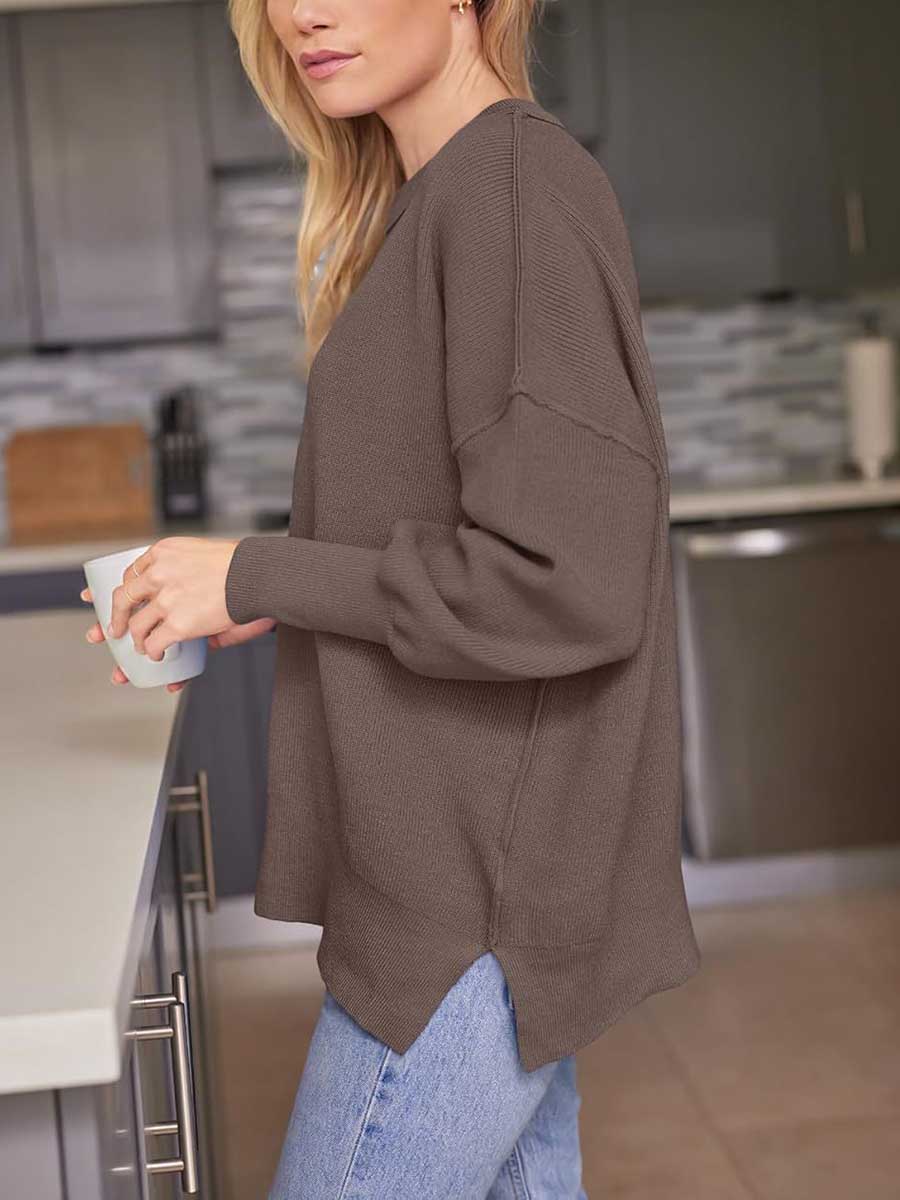 Lunimesd Crew Neck Batwing Long Sleeve Sweater