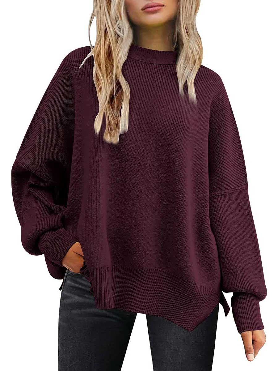 Lunimesd Crew Neck Batwing Long Sleeve Sweater