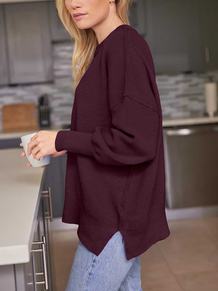 Lunimesd Crew Neck Batwing Long Sleeve Sweater