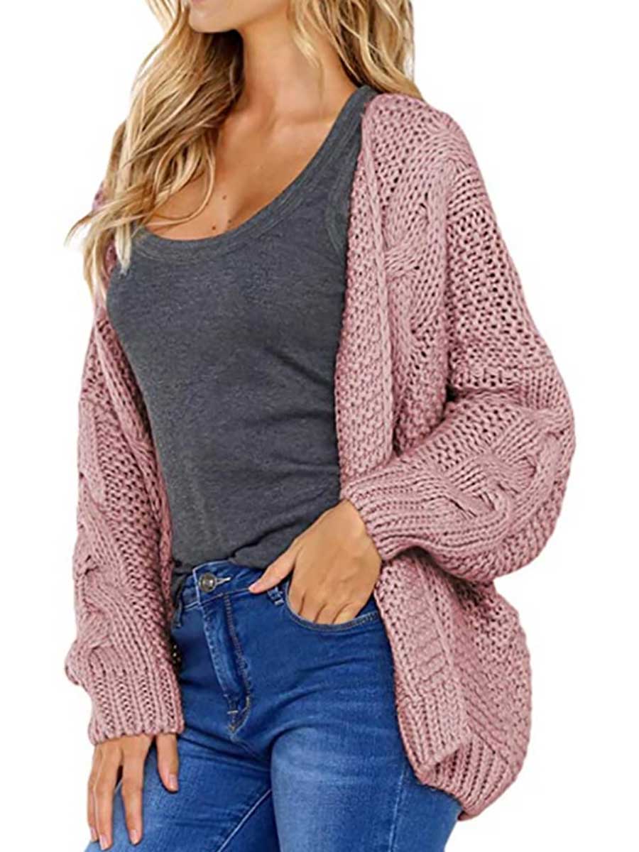 Lunimesd Chunky Knit Twist Slouchy Knit Cardigan