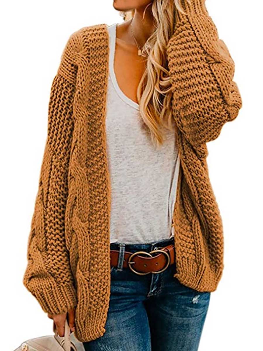 Lunimesd Chunky Knit Twist Slouchy Knit Cardigan