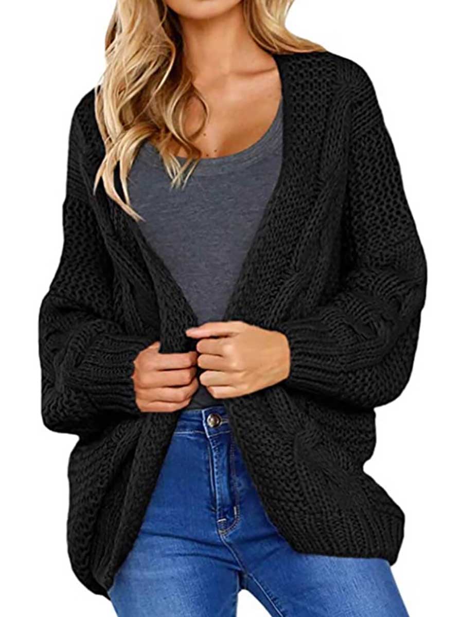 Lunimesd Chunky Knit Twist Slouchy Knit Cardigan