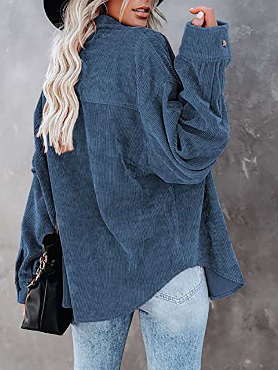 Corduroy Lapel Button Down Shirt