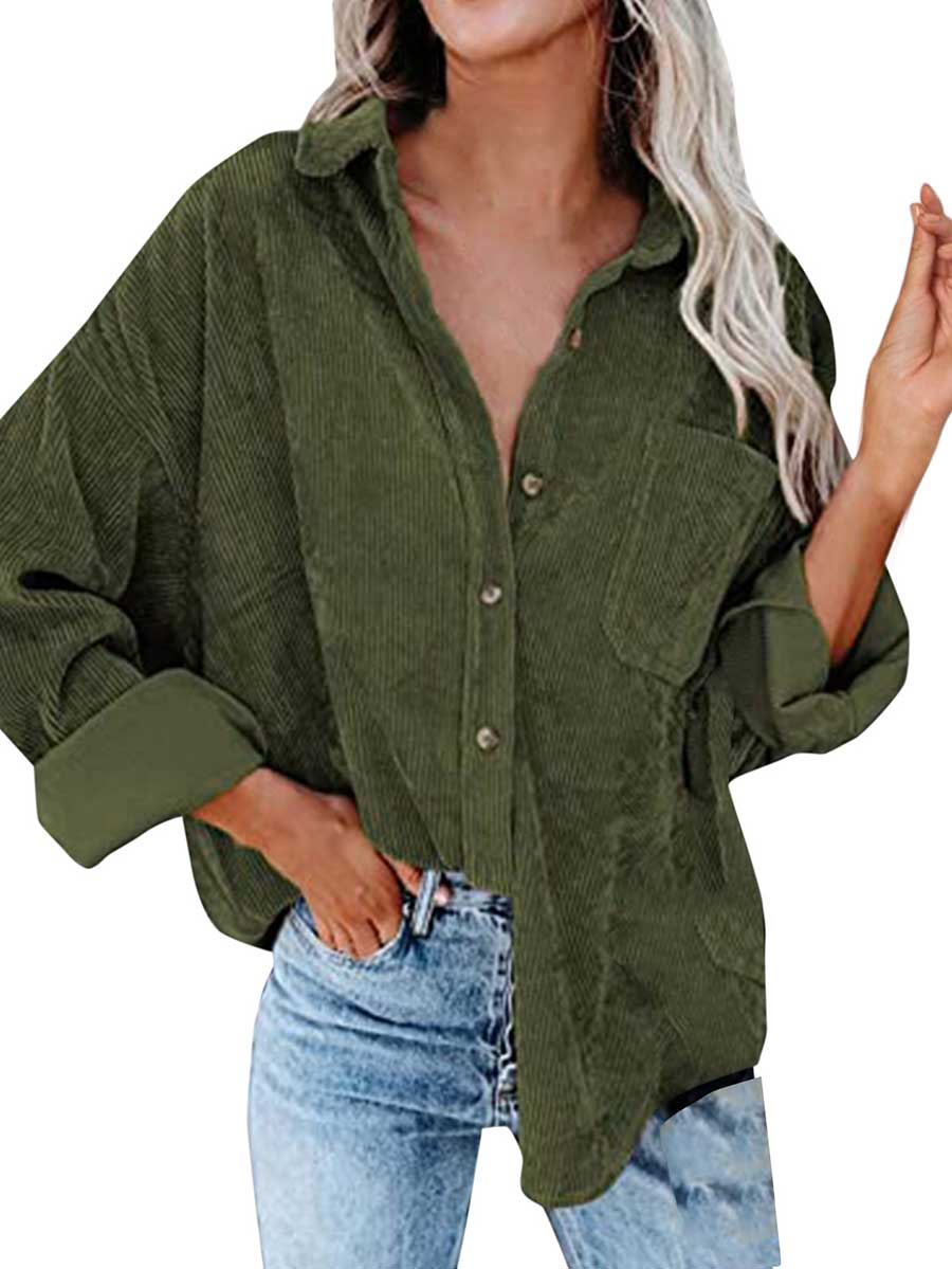 Lunimesd Corduroy Lapel Button Down Shirt