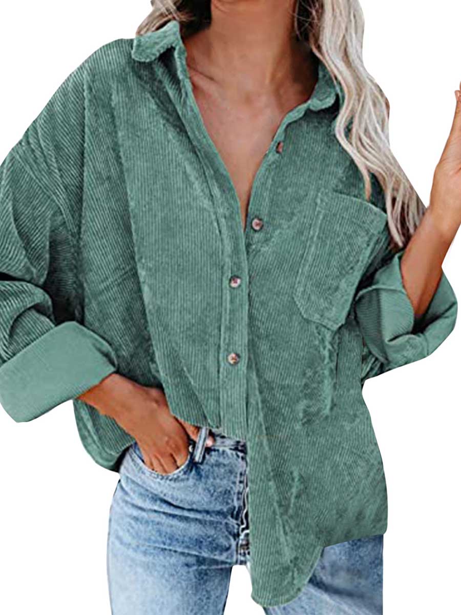 Lunimesd Corduroy Lapel Button Down Shirt
