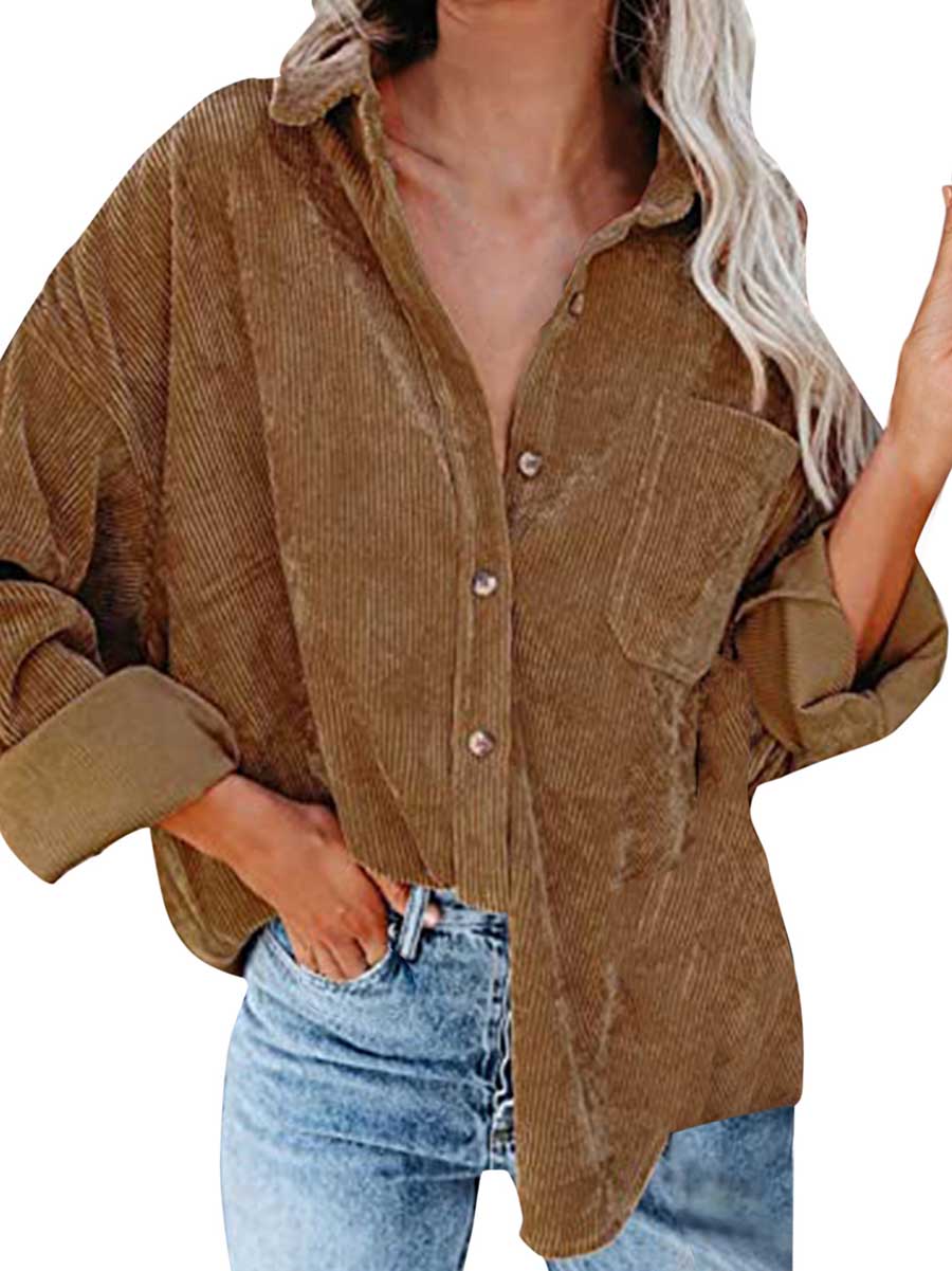Lunimesd Corduroy Lapel Button Down Shirt
