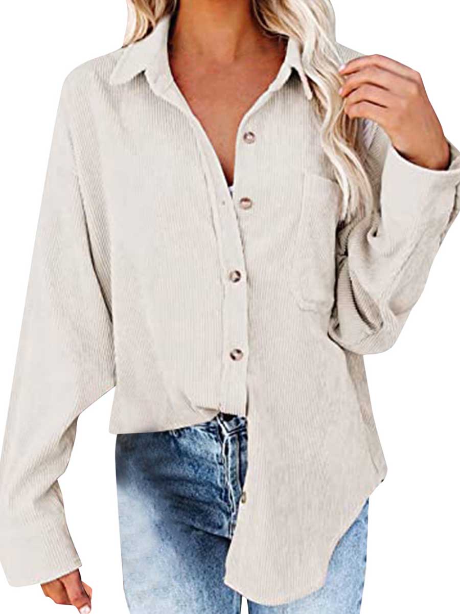 Lunimesd Corduroy Lapel Button Down Shirt