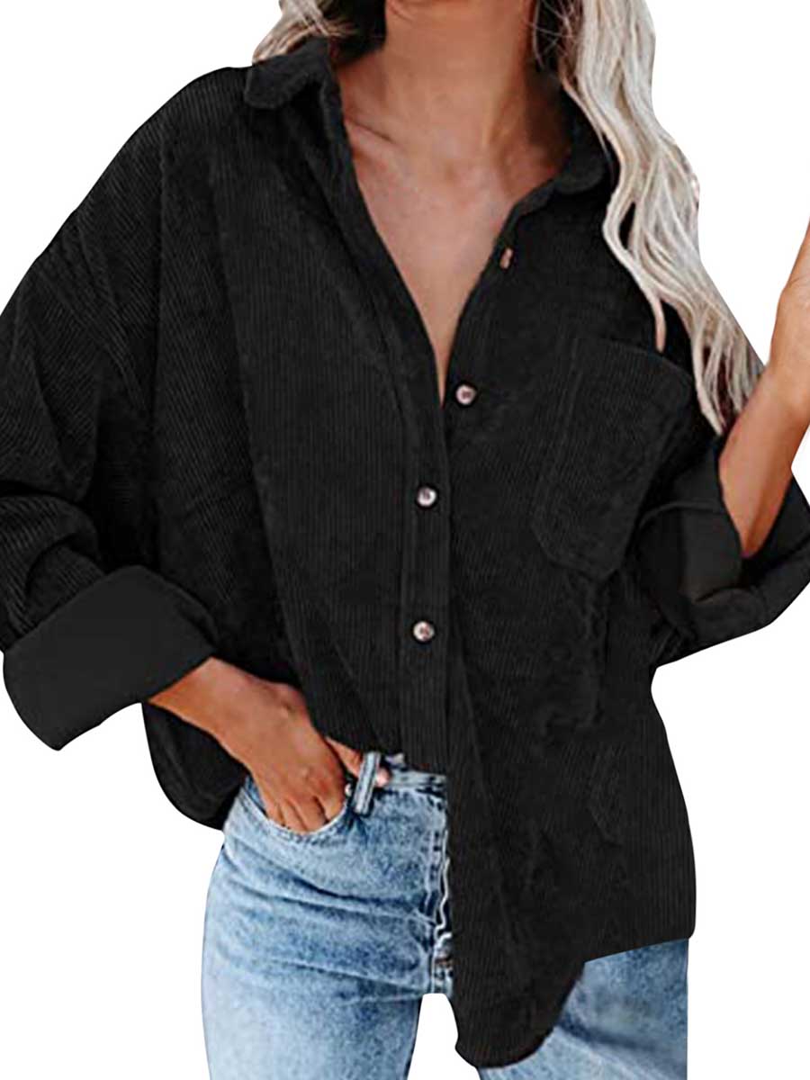 Corduroy Lapel Button Down Shirt