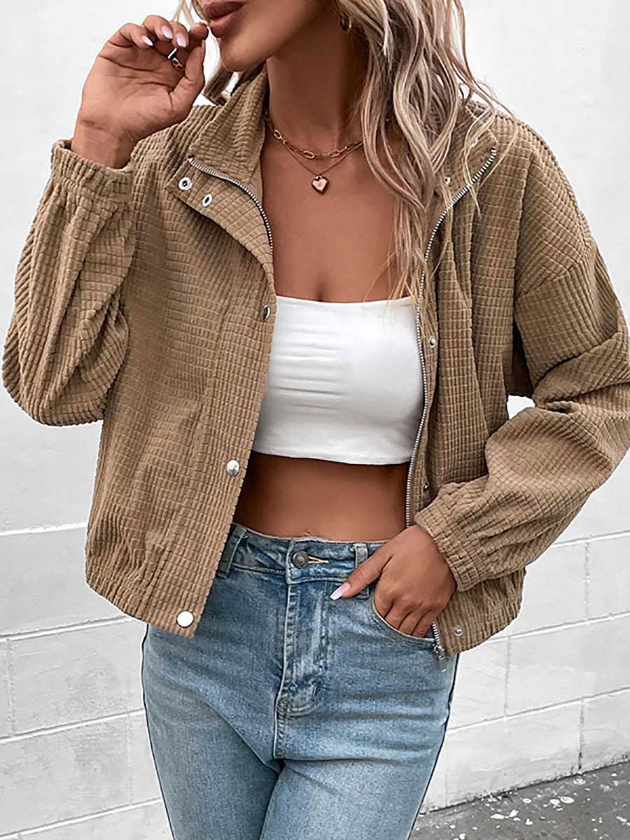 Lunimesd Stand-up Jacket Corduroy Short Coat