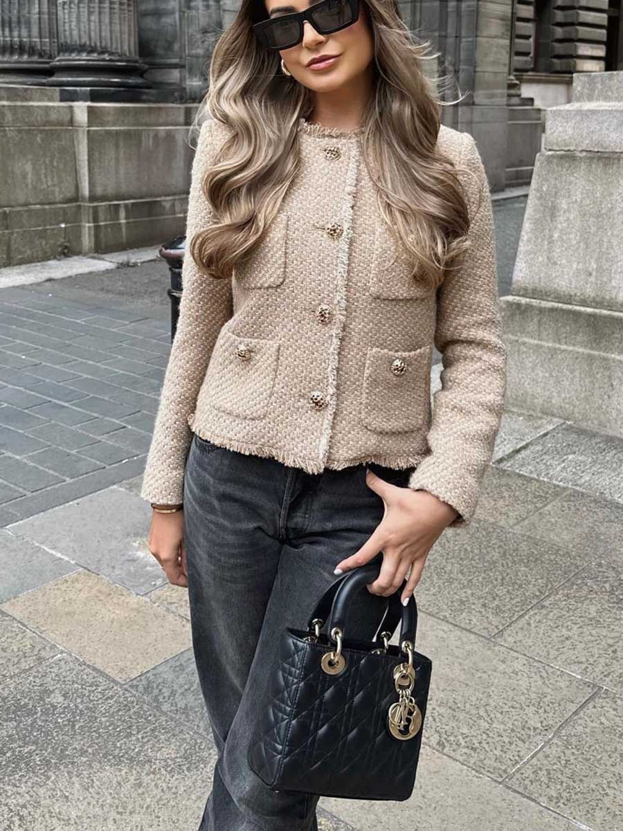 Lunimesd Metal Buttoned Chunky Jacket Top