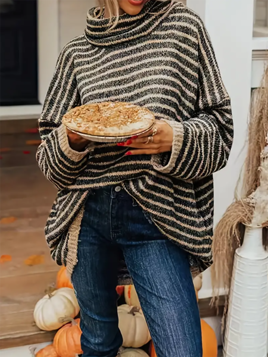 Lunimesd Loose Pullover Striped Sweater Knit Sweater