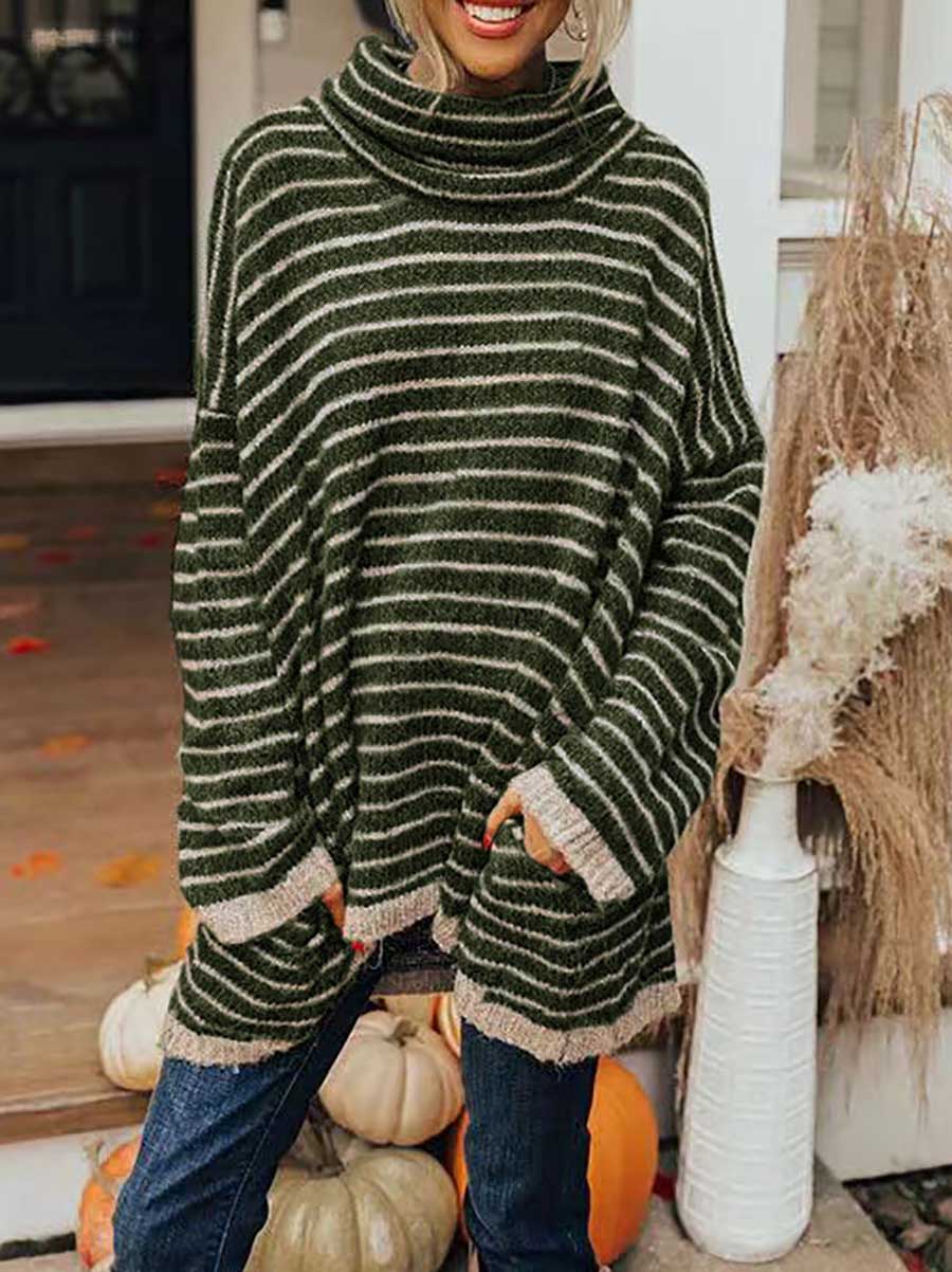Lunimesd Loose Pullover Striped Sweater Knit Sweater