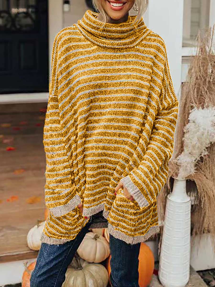 Lunimesd Loose Pullover Striped Sweater Knit Sweater