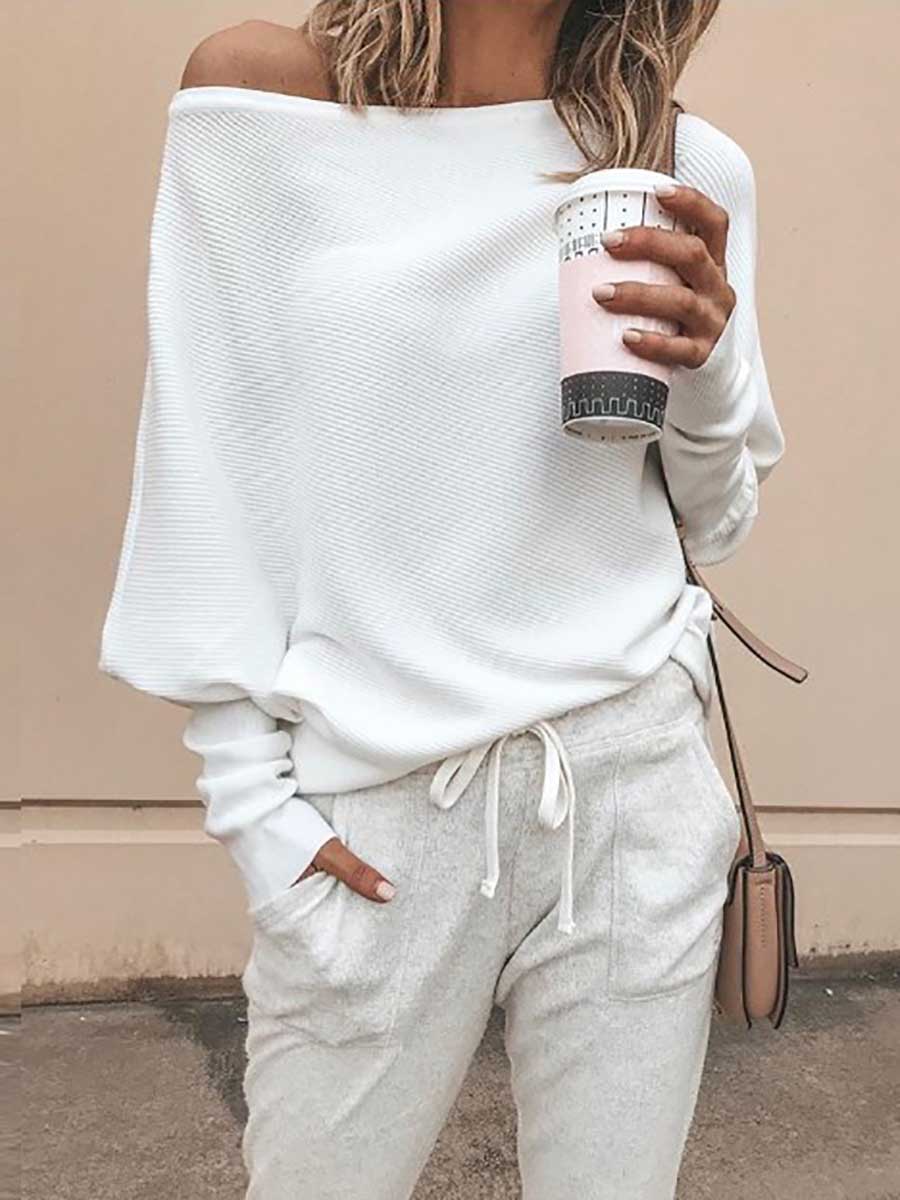 Lunimesd Sexy Strapless Plunging Sleeve Sweater