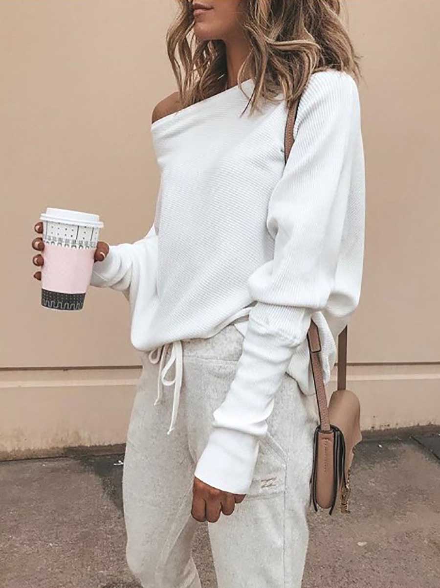 Lunimesd Sexy Strapless Plunging Sleeve Sweater