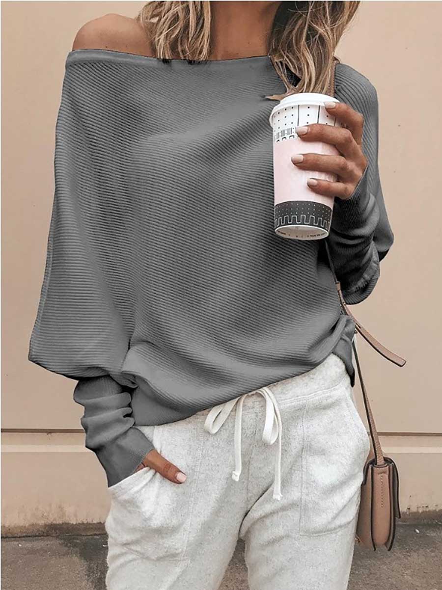 Lunimesd Sexy Strapless Plunging Sleeve Sweater