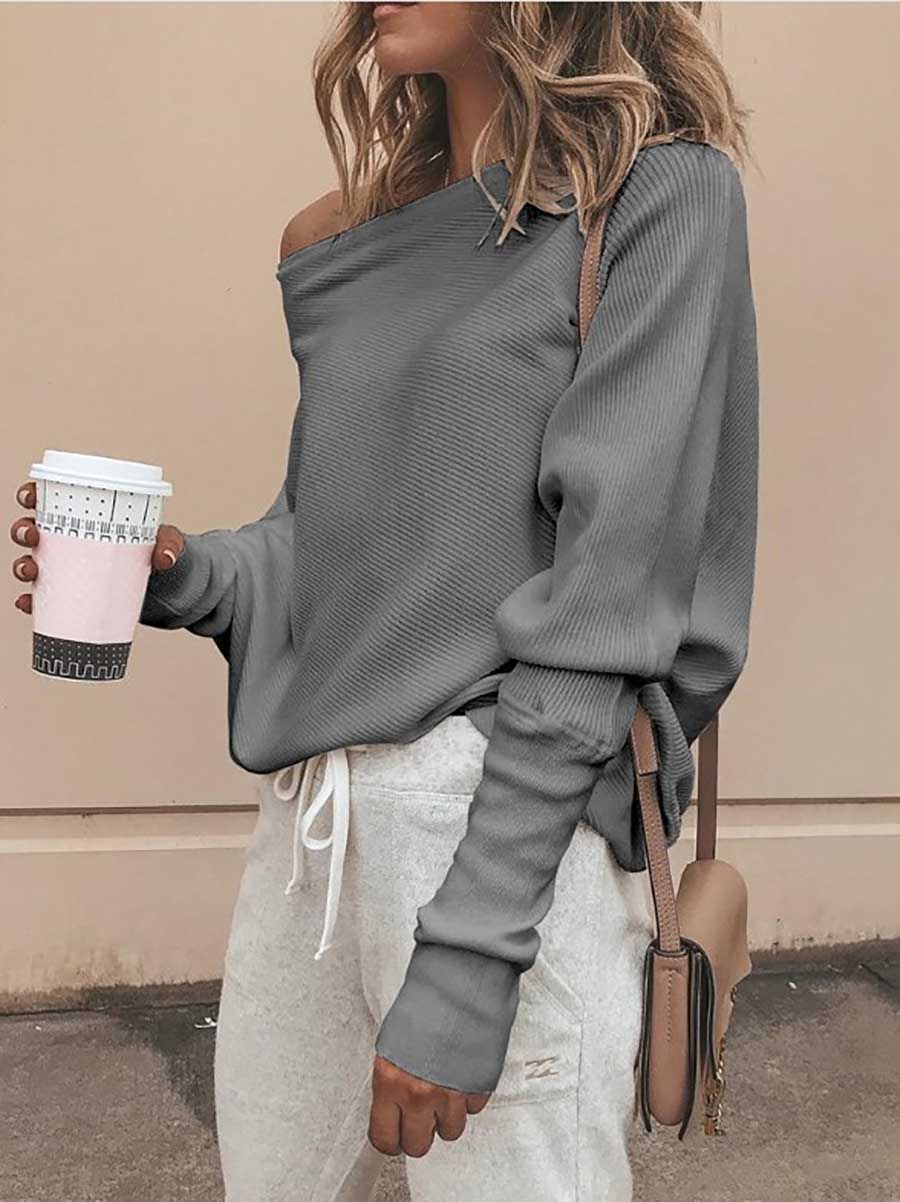 Lunimesd Sexy Strapless Plunging Sleeve Sweater