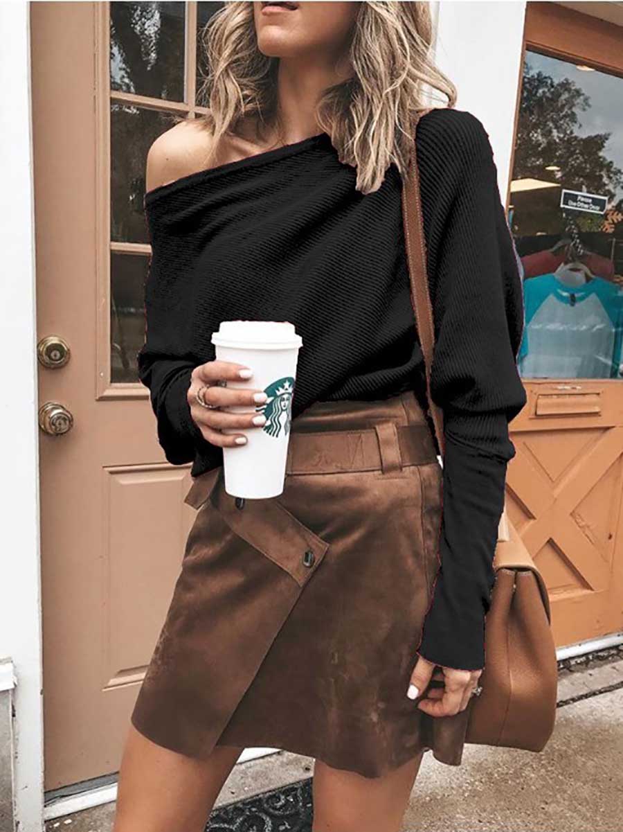 Lunimesd Sexy Strapless Plunging Sleeve Sweater