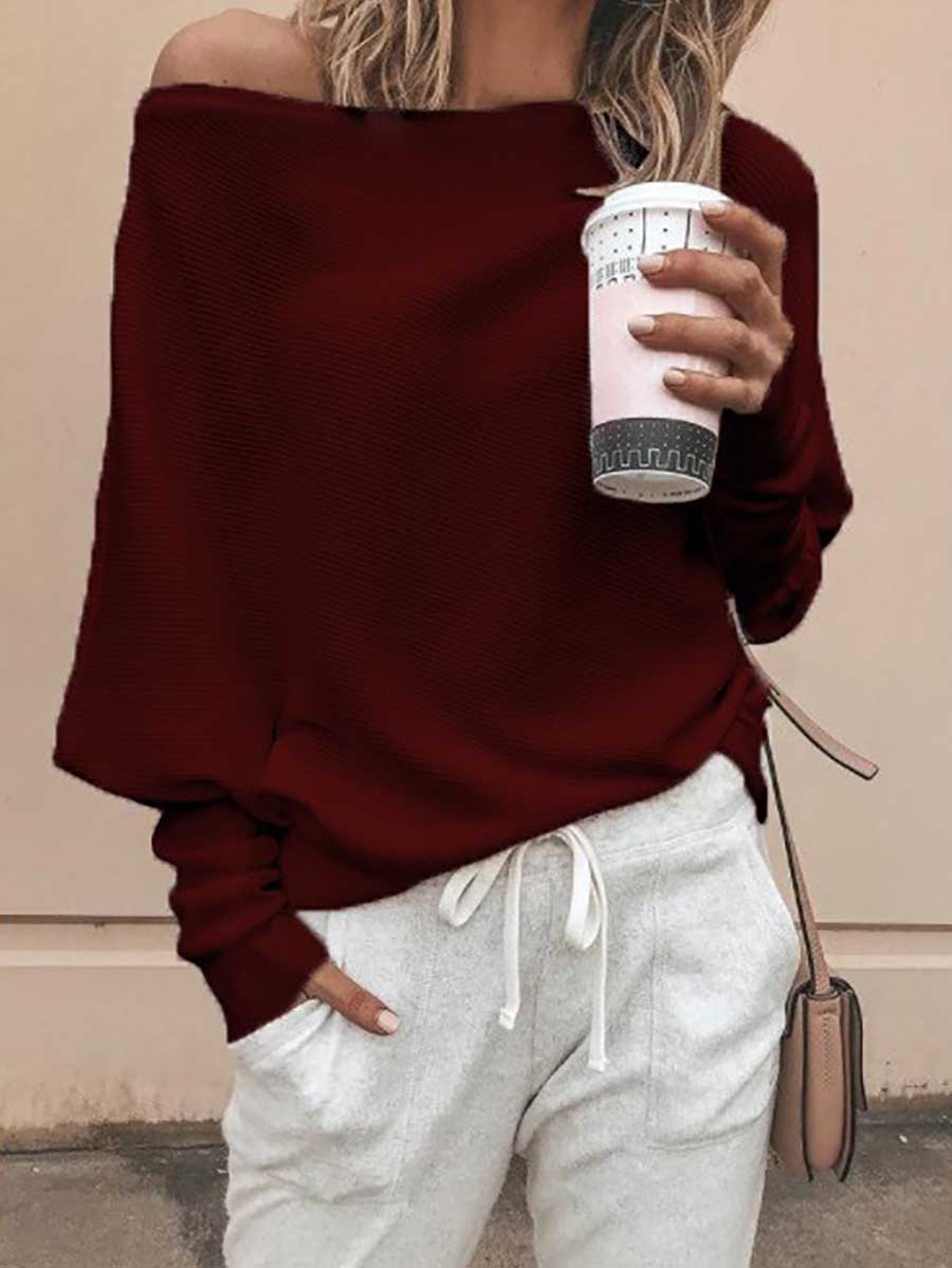 Lunimesd Sexy Strapless Plunging Sleeve Sweater