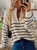 Lunimesd Striped Colorblock Long Sleeve Knit Top