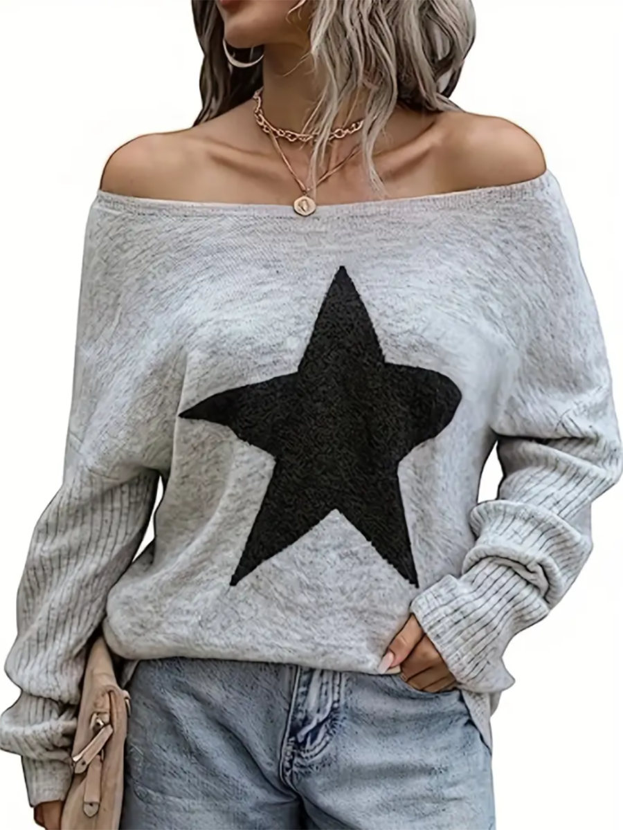 Lunimesd Star Pattern Crew Neck Pullover Sweater