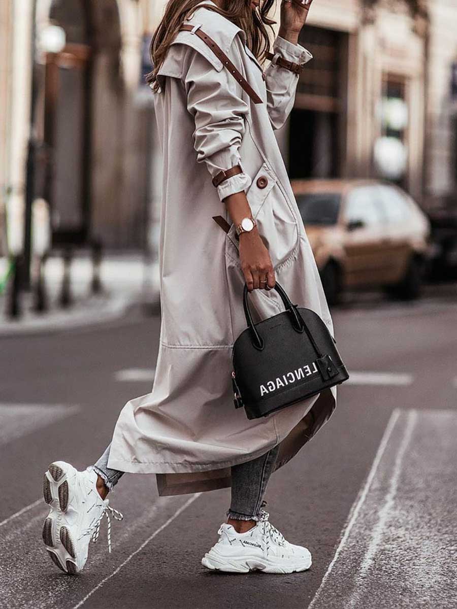 Lunimesd Large Lapel Mid-Length Trench Coat Jacket
