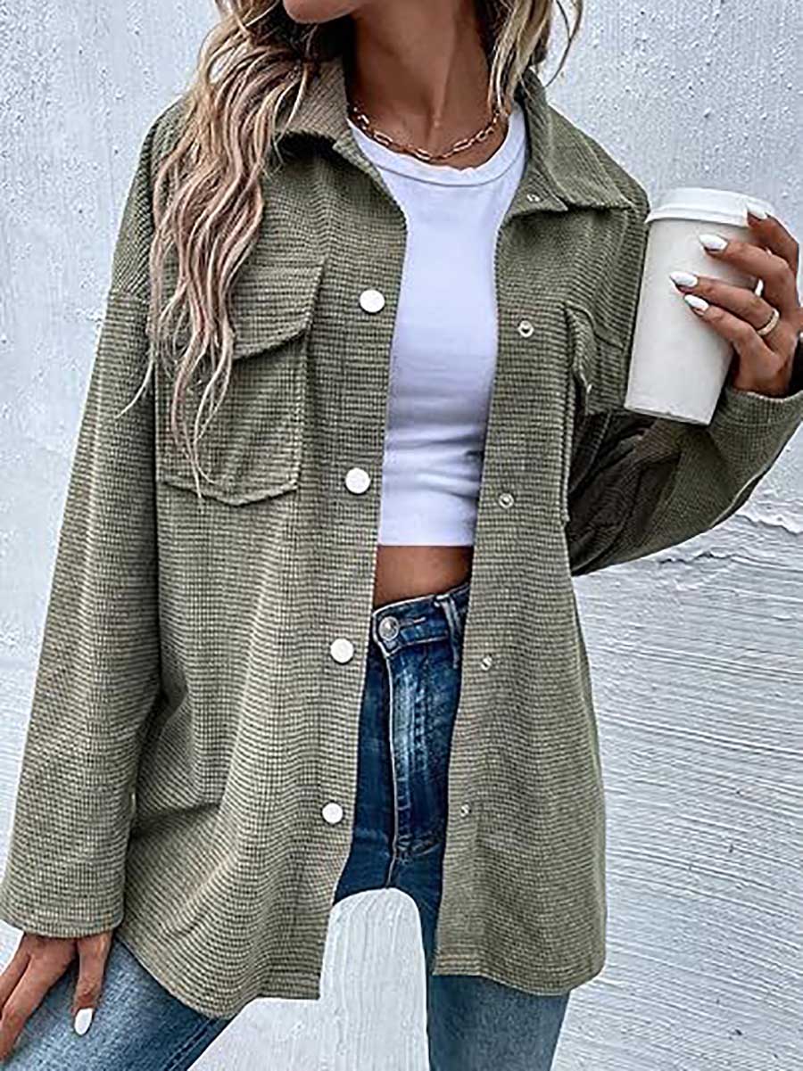 Lunimesd Waffle Jacket Button Down Shirt