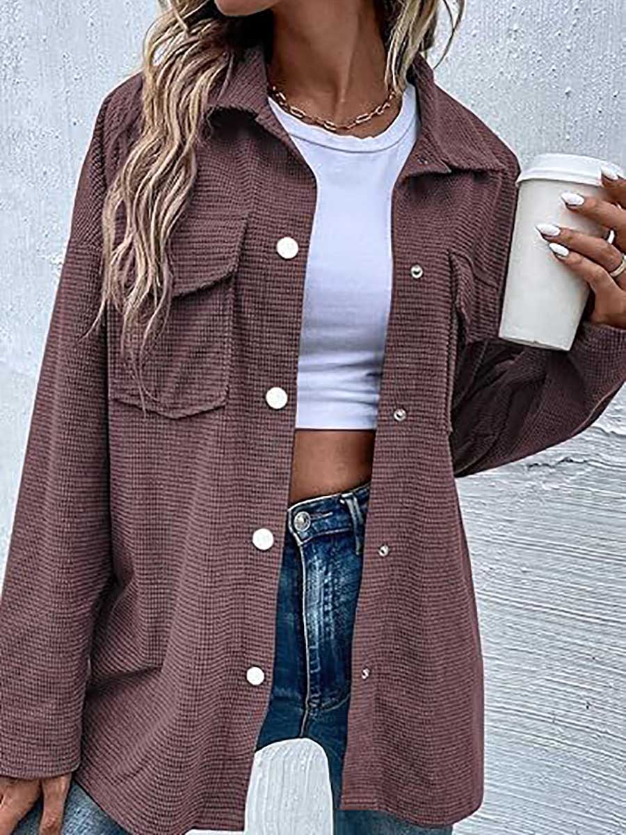Lunimesd Waffle Jacket Button Down Shirt