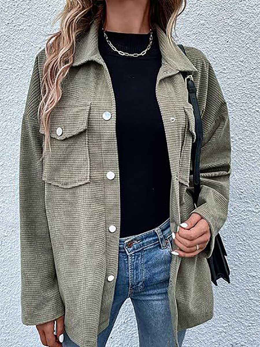 Lunimesd Waffle Jacket Button Down Shirt