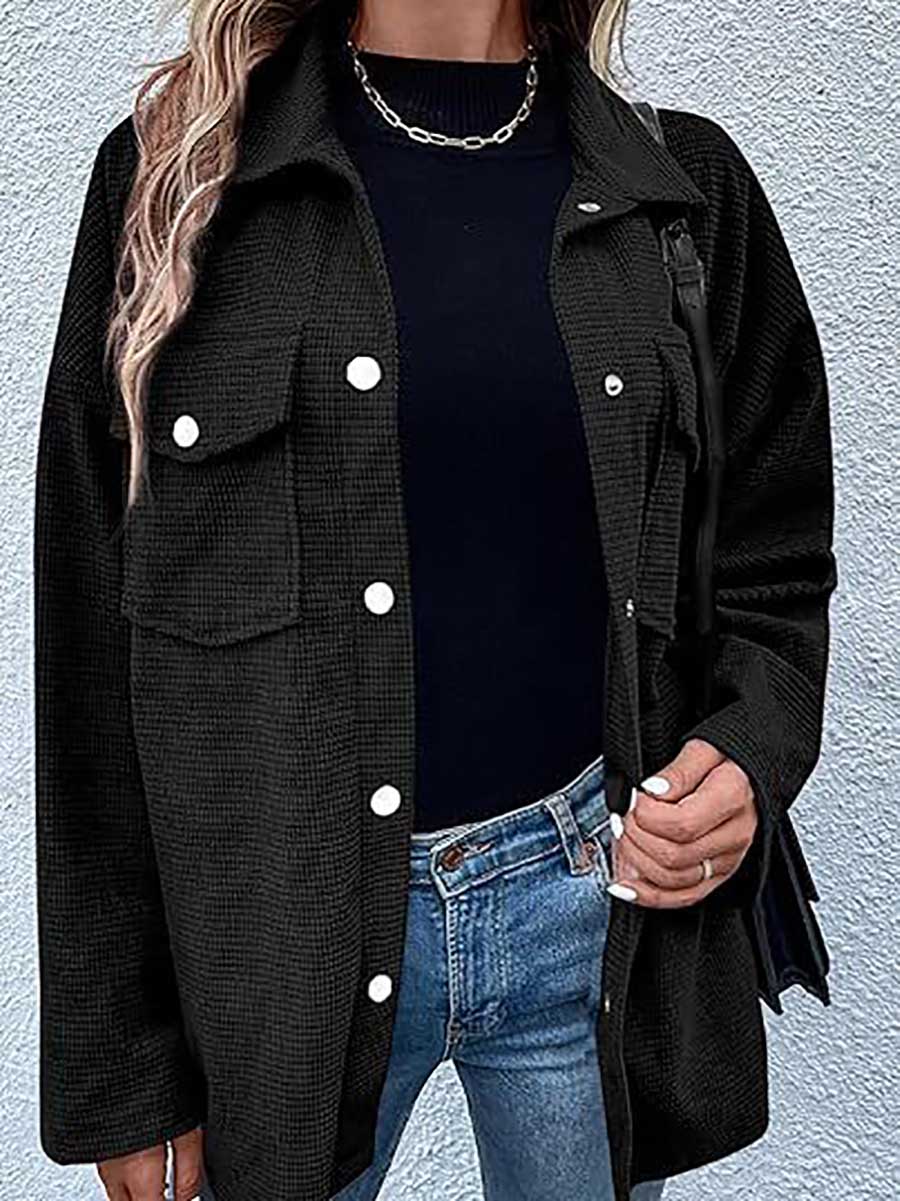 Lunimesd Waffle Jacket Button Down Shirt