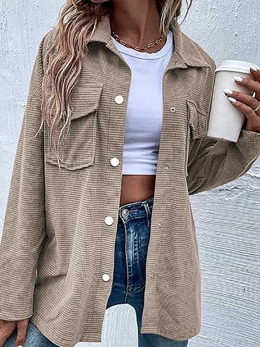 Lunimesd Waffle Jacket Button Down Shirt